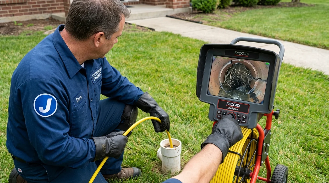 Sewer camera inspection being performed by Johns Plumbing LLC in Bridgeton